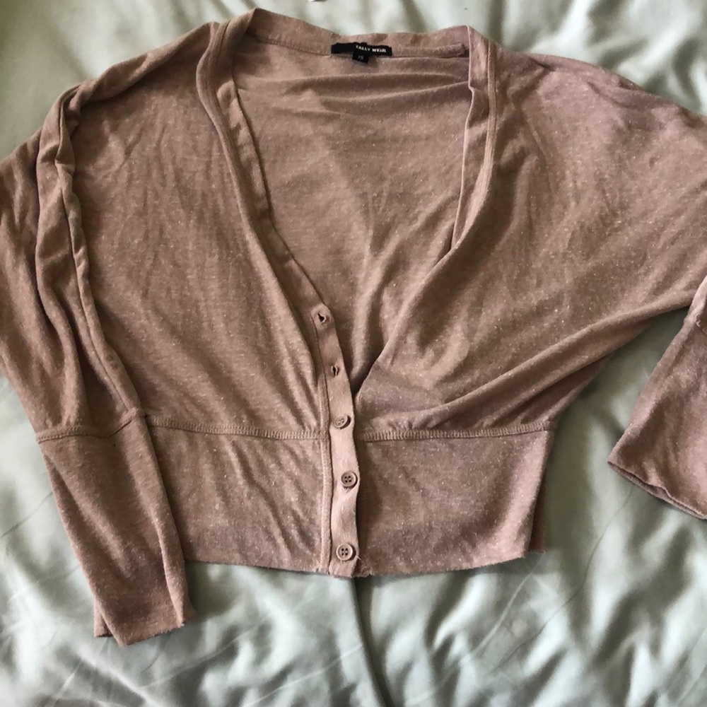 Beige long sleeved cardigan